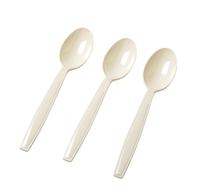 Elegant Full Size Bone Tea Plastic Spoons - 1200 Bone Spoons