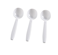 White Extra Heavy Plastic Soup Spoons - Posh Party Supplies