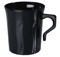 Disposable Black 8 oz. Plastic Coffee Mugs - 280 Fancy Mugs