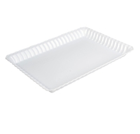 Elegant Plastic White 9"x 13" Serving Tray- 48 Plastic Trays