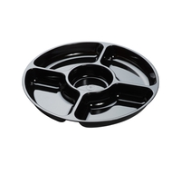 Plastic Black 12'' 5 Compartment Tray  - Posh Party Supplies