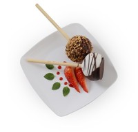 Elegant White 5.5" Square Plastic Dessert Plate - 120 Square Plates