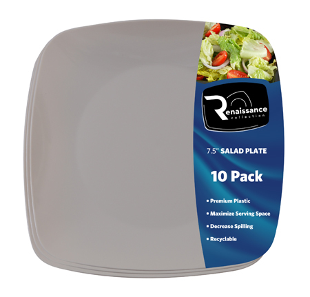 Elegant Bone 7.5" Salad Square Plastic Plate - 120 Square Plastic Plates