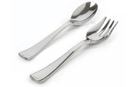 Plastic Disposable Silver 3 Count Serving Set, Retail Pack  - Posh Party Supplies