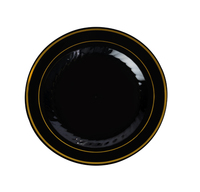 Elegant Black with Gold Rim 6" Round Plastic Plate - Posh Party Supplies