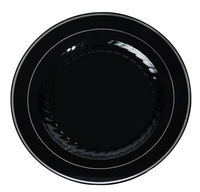 Elegant Round Black/Silver Plastic 10" Plate  - Posh Party Supplies
