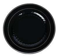 Elegant Round Black/Silver Plastic 10" Plate  - Posh Party Supplies