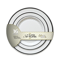 Plastic Elegant White Party Pack, 7" & 10" Plates Combo (8+8)  - Posh Party Supplies