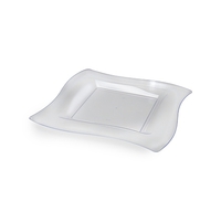 Elegant Clear 6.5" Dessert Disposable Plastic Wave Plate  - Posh Party Supplies