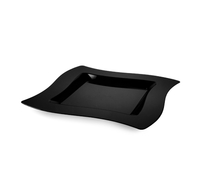 Fancy Black 6.5" Dessert Disposable Plastic Wave Plate  - Posh Party Supplies
