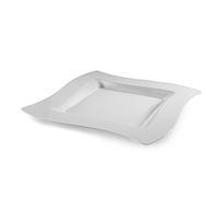 Elegant White 6.5" Dessert Disposable Plastic Wave Plate  - Posh Party Supplies