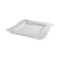 Elegant White 6.5" Dessert Disposable Plastic Wave Plate  - Posh Party Supplies