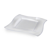 Fancy Clear 8" Salad Disposable Plastic Wave Plate  - Posh Party Supplies