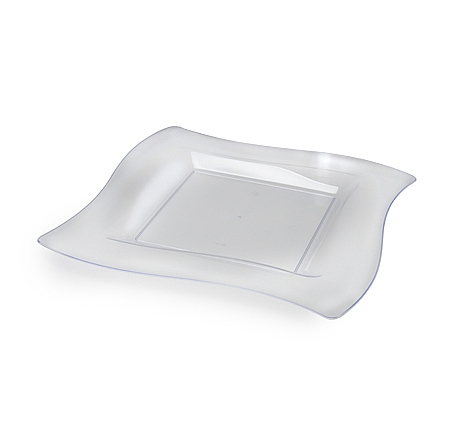 Fancy Clear 8" Salad Disposable Plastic Wave Plate  - Posh Party Supplies
