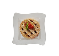 Elegant Bone 8" Salad Disposable Plastic Wave Plate  - Posh Party Supplies