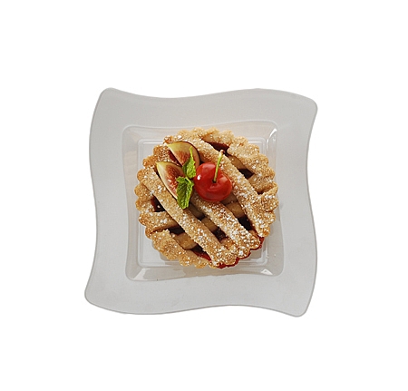 Elegant Bone 8" Salad Disposable Plastic Wave Plate  - Posh Party Supplies
