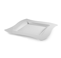 Fancy White 8" Salad Disposable Plastic Wave Plate  - Posh Party Supplies
