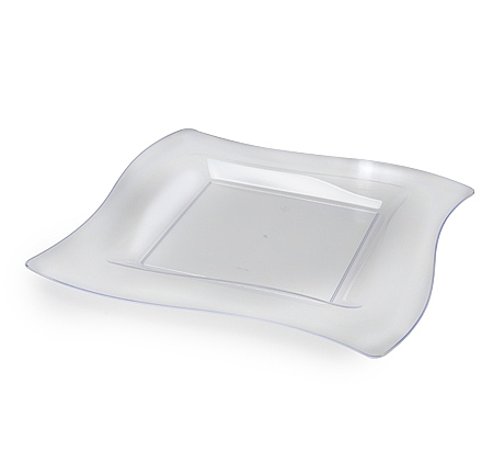 Fancy Clear 9.5" Dinner Disposable Plastic Wave Plate  - Posh Party Supplies