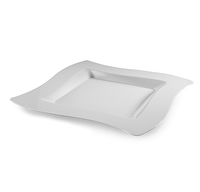 Pretty White 9.5" Dinner Disposable Plastic Wave Plate  - Posh Party Supplies