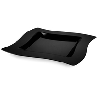 Elegant Black 10.75" Dinner Disposable Plastic Wave Plate  - Posh Party Supplies