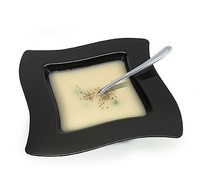 Pretty Black 12 oz. Soup Plastic Wave Bowls - Posh Party Supplies