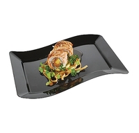 Fancy Black 6.5" Disposable Salad Plastic Wave Plate - Posh Party Supplies