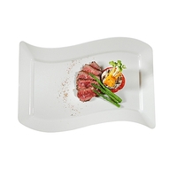 Fancy Bone 10" Rectangular Plastic  Dinner Plate - Posh Party Supplies
