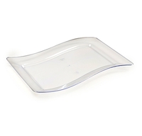 Pretty Clear 10" Rectangular Plastic Wave Dinner Plate - Posh Party Supplies