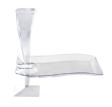 Elegant Clear 6" Rectangular Plastic  Disposable Plastic Wave Cocktail Plate - Posh Party Supplies