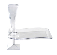 Elegant Clear 6" Rectangular Plastic  Disposable Plastic Wave Cocktail Plate - Posh Party Supplies