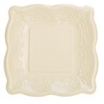Linen 7" Pottery Scalloped Embossed Wide-rim Square Plate - 48 Square Paper Plates