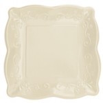 Linen 10" Pottery Scalloped Embossed Wide-rim Square Plate - 48 Square Paper Plates