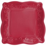 Garnet 10" Pottery Scalloped Embossed Wide-rim Square Plate - 48 Square Plates