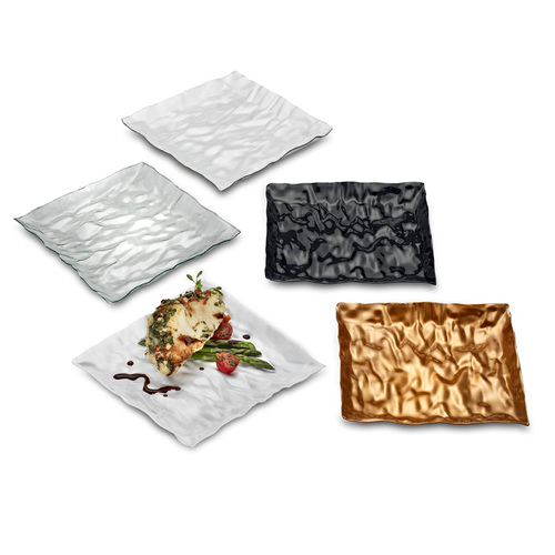 Elegant Plastic Contemplate Black 7.25" Salad Plates - PoshPartySupplies.com