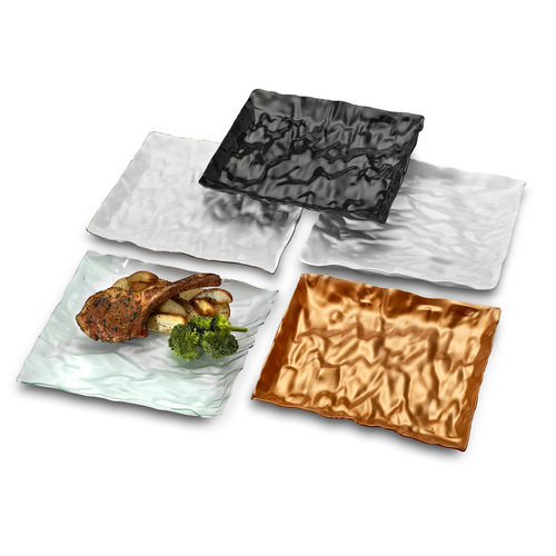 Elegant Plastic Contemplate Black 9" Dinner Plates - PoshPartySupplies.com