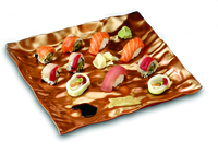 Elegant Plastic Contemplate Copper 12" Square Trays - PoshPartySupplies.com