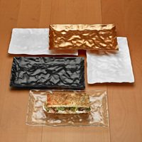 Elegant Plastic Contemplate Copper 8.5" x 13.5" Rectangle Trays - PoshPartySupplies.com