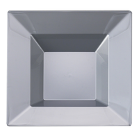 Disposable Square Silver Plastic 12 Oz. Soup Bowls - Posh Party Supplies