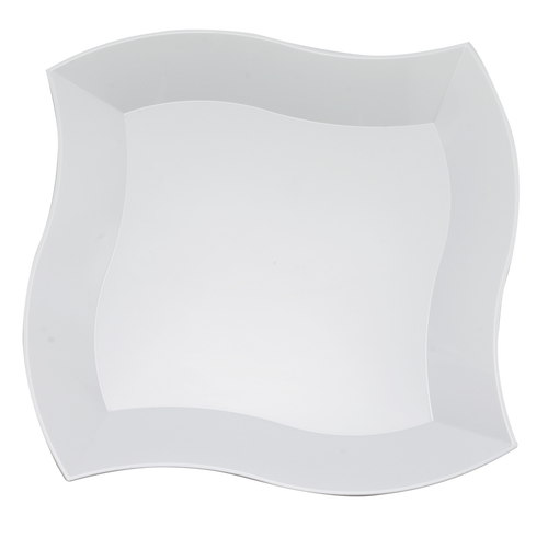 Disposable On Sale! 7 Inch White Wave Dessert Plastic Plates - Posh Party Supplies