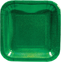 Glitz Green 7" Square Prismatic Lunch Plates