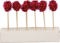 Glitz Red Pom Pom Cocktail Picks - 144 Cocktail Picks