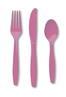 Discounted Candy Pink Plastic Cutlery Assortment  Premium Cutlery - Posh Party Supplies