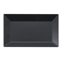 Pretty Rectangle Black Plastic Dessert/Salad Disposable Plates - Posh Party Supplies