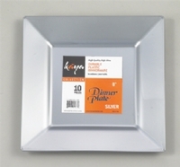 Disposable Plastic Square Silver 8" Salad Plates - Posh Party Supplies