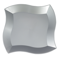 Disposable 10" Wave Disposable Silver Dinner Plates - Posh Party Supplies