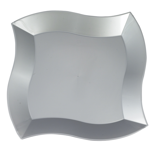 Disposable 10" Wave Disposable Silver Dinner Plates - Posh Party Supplies