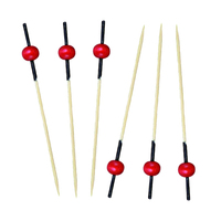 "Kita" Bamboo Pick With 1  Red Bead - 2.7"  - 2000
