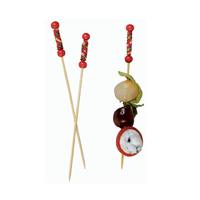 Bamboo 4.4" Pick with Natural Beads and Yellow Design - 2000 Picks