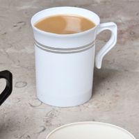 White and Silver Plastic 8 oz Coffee Cup - 192 Cups