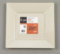 Disposable 9.5" Square Bone Plastic Dinner Plates - Posh Party Supplies
